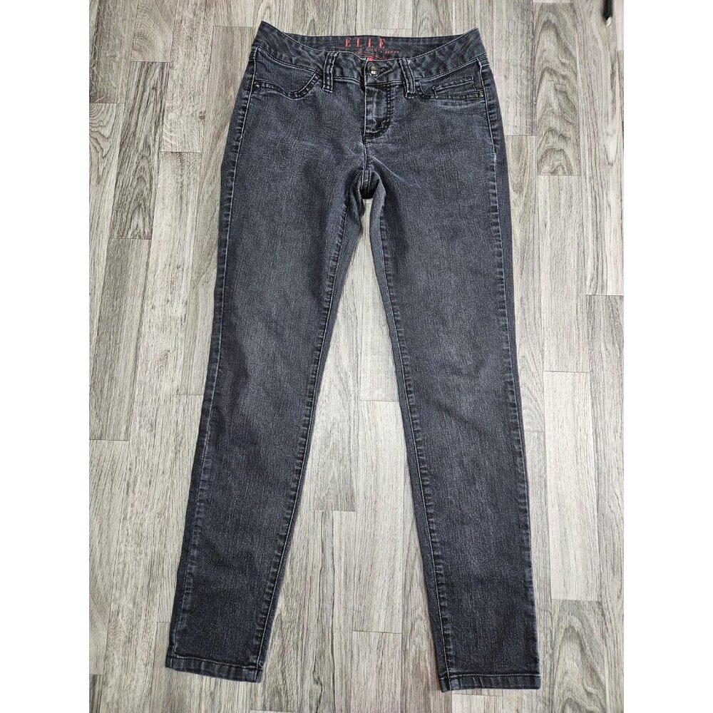 ELLE‎ Jeans Womens 6R Charcoal Gray Skinny Stretch Denim Mid Rise 5-Pocket